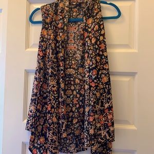 Abstract polyester open blouse